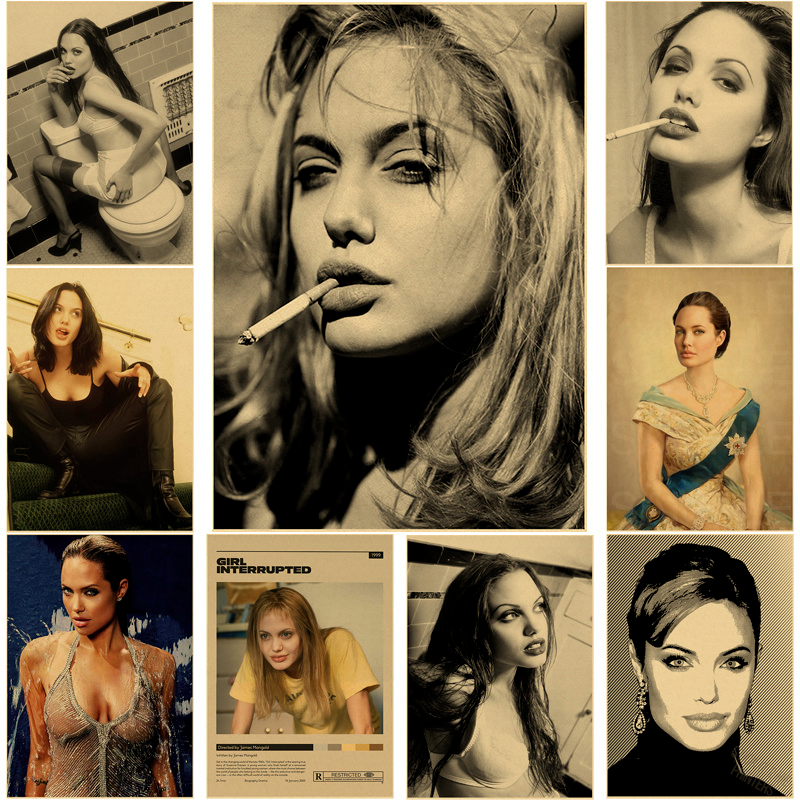 Home Bar And Theater - Angelina Jolie Vintage Poster Kraft Paper