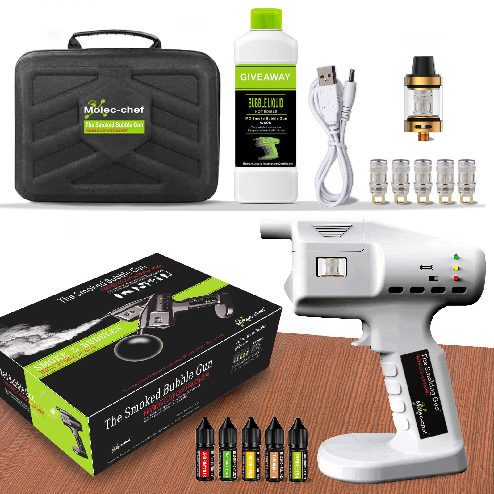 White Smoked Bubble Gun with F - đánh giá và giá Smoking Gun Kit