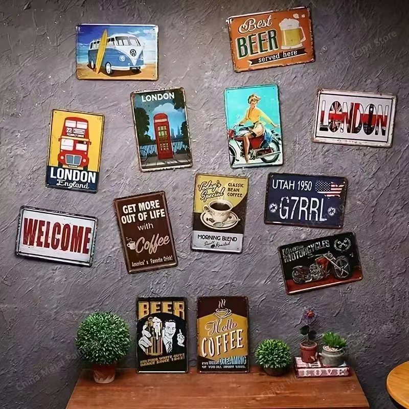 Metal Signs Vintage Metal Plat - đánh giá và giá Home Bar Shelf