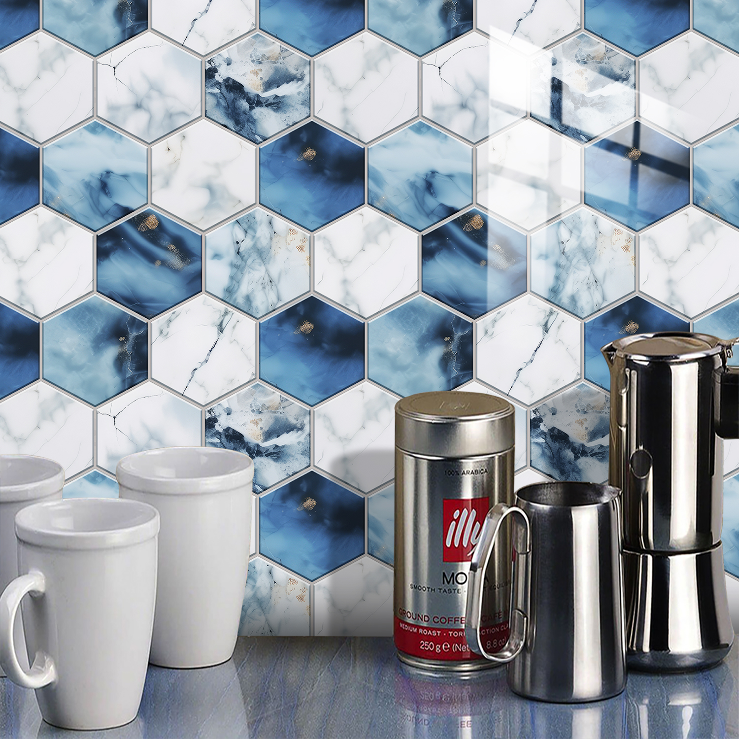 5 Styles Flat Hexagon Marble E - đánh giá và giá Home Bar Sink