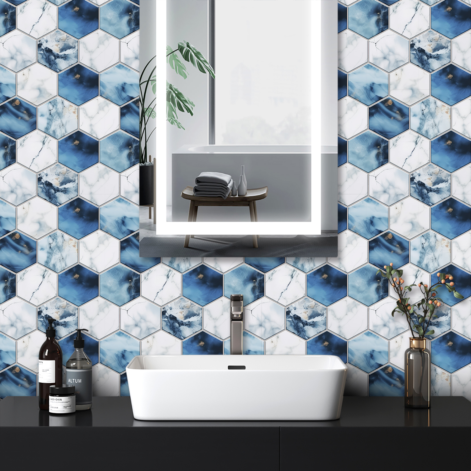 5 Styles Flat Hexagon Marble E - đánh giá và giá Home Bar Sink