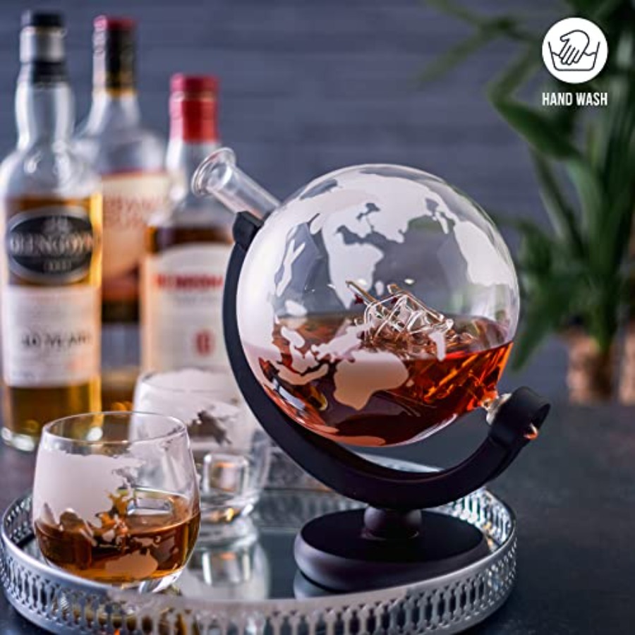 Oak Steel - 50 Oz Globe Whiske - đánh giá và giá Decanter Globe Set