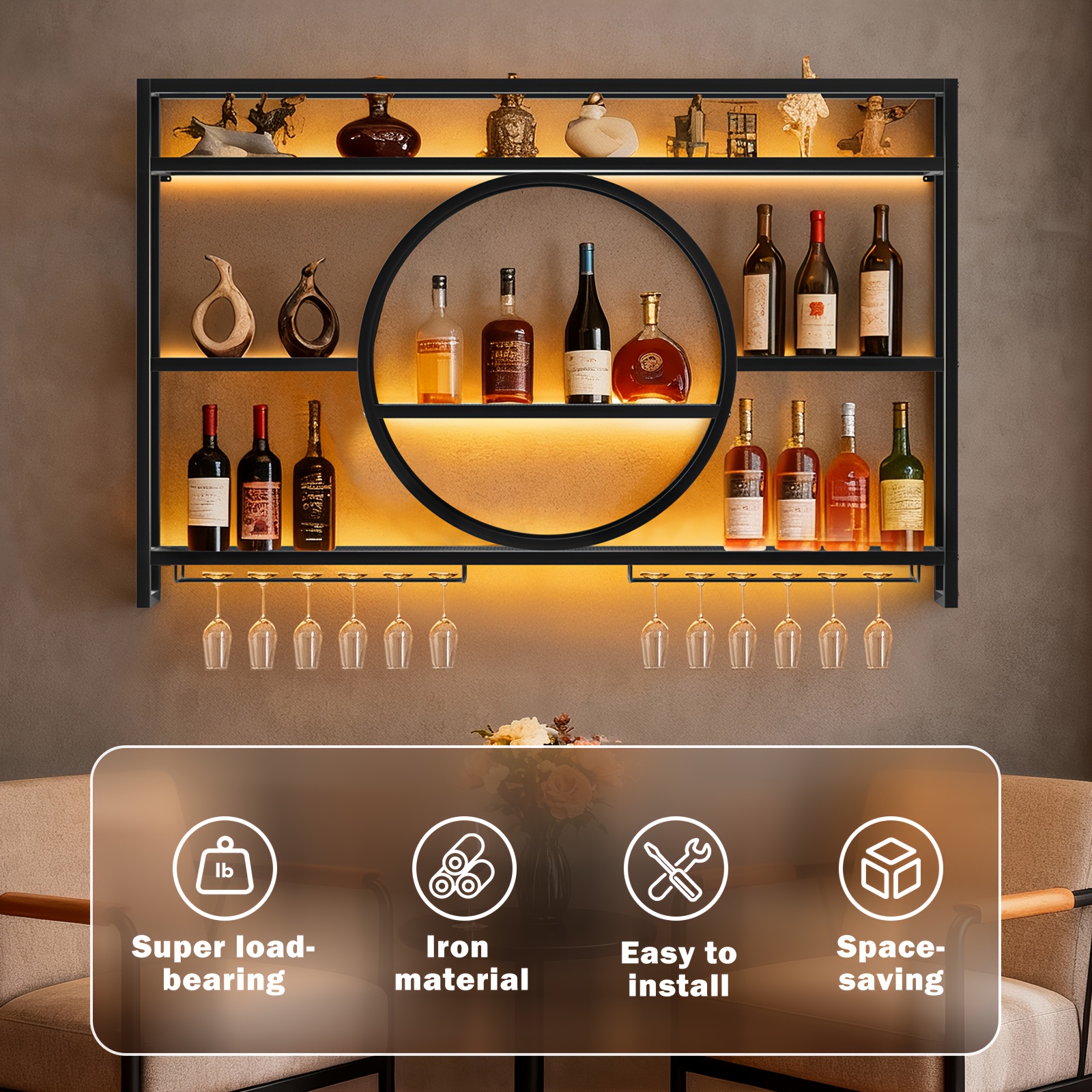 Stylish 3-Tier Wall-Mounted Me - đánh giá và giá Home Bar Shelves