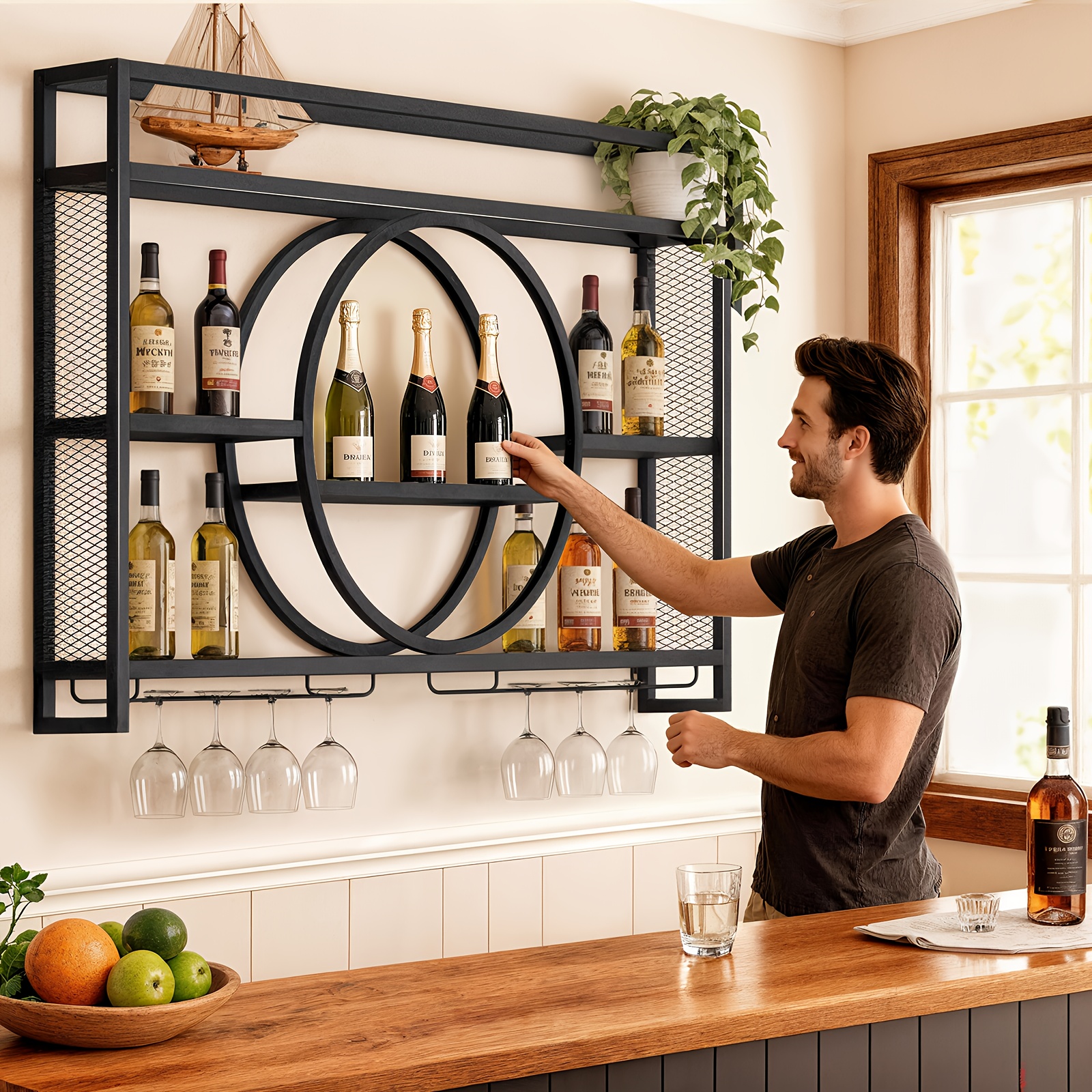 Stylish 3-Tier Wall-Mounted Me - đánh giá và giá Home Bar Shelves