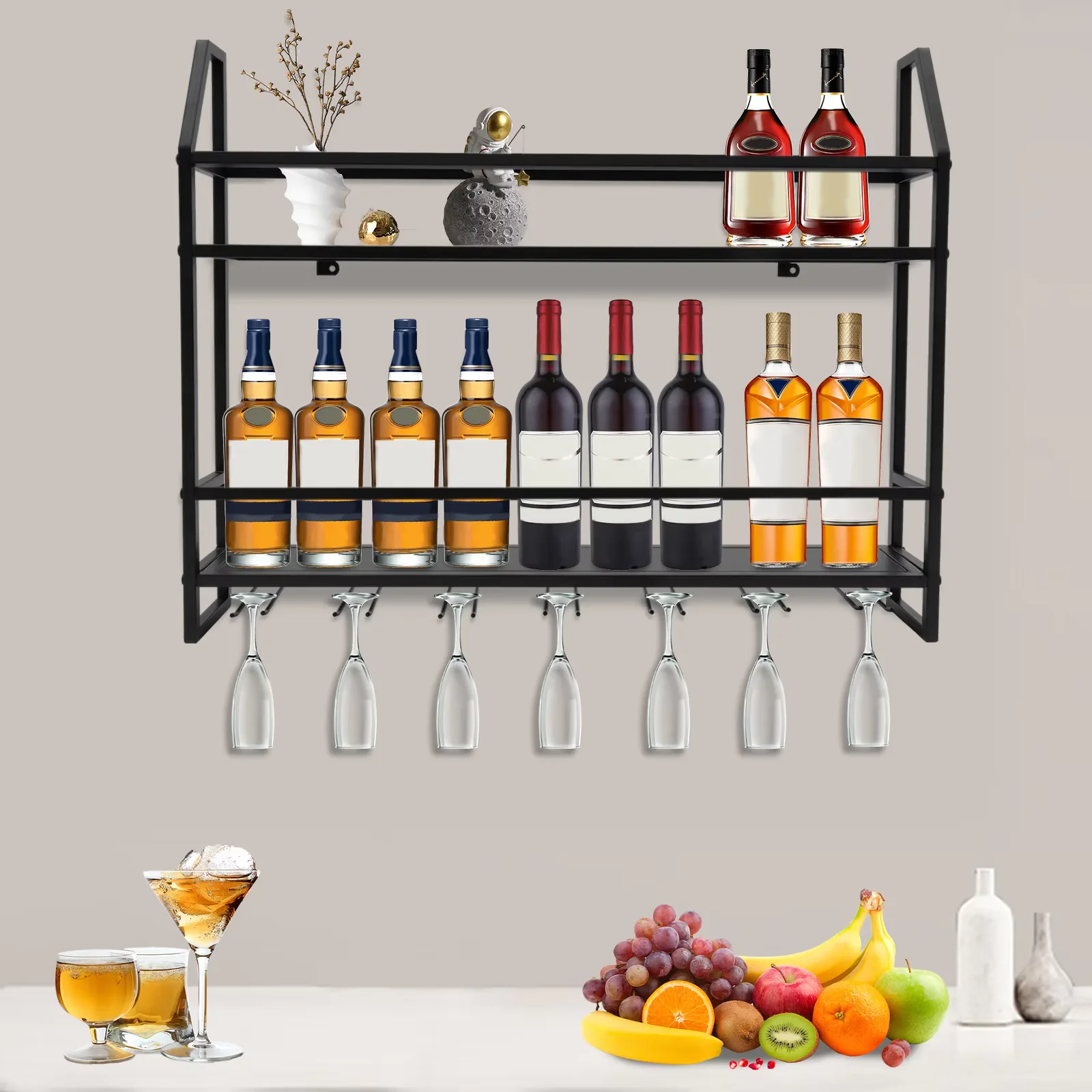 Bar Wine Shelf Wall-Mounted Bo - đánh giá và giá Home Bar Shelves