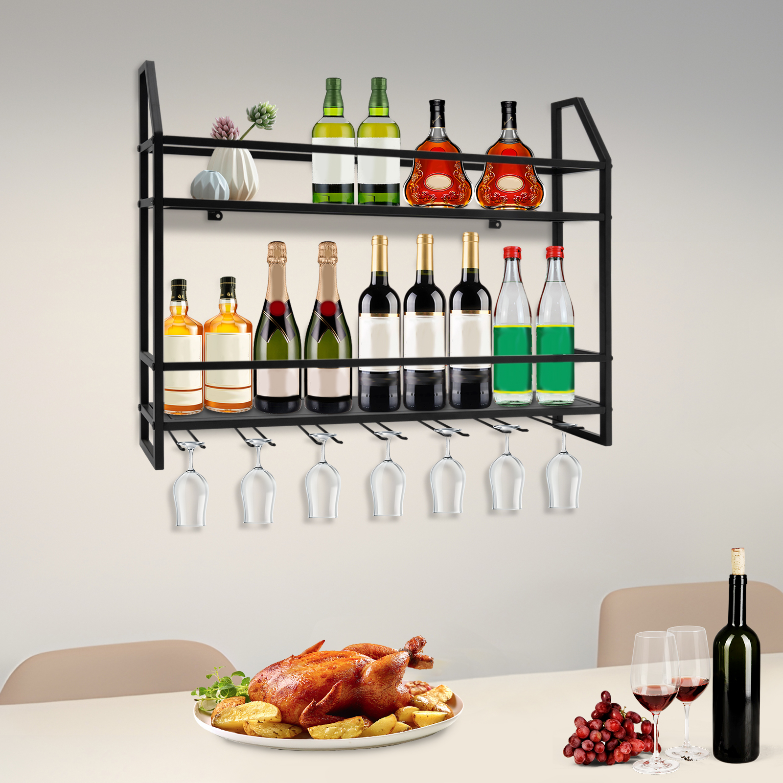 Bar Wine Shelf Wall-Mounted Bo - đánh giá và giá Home Bar Shelves
