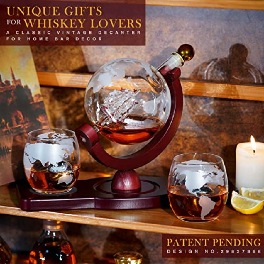 Gifts for Men Dad Fathers Day, - đánh giá và giá Decanter Globe Set