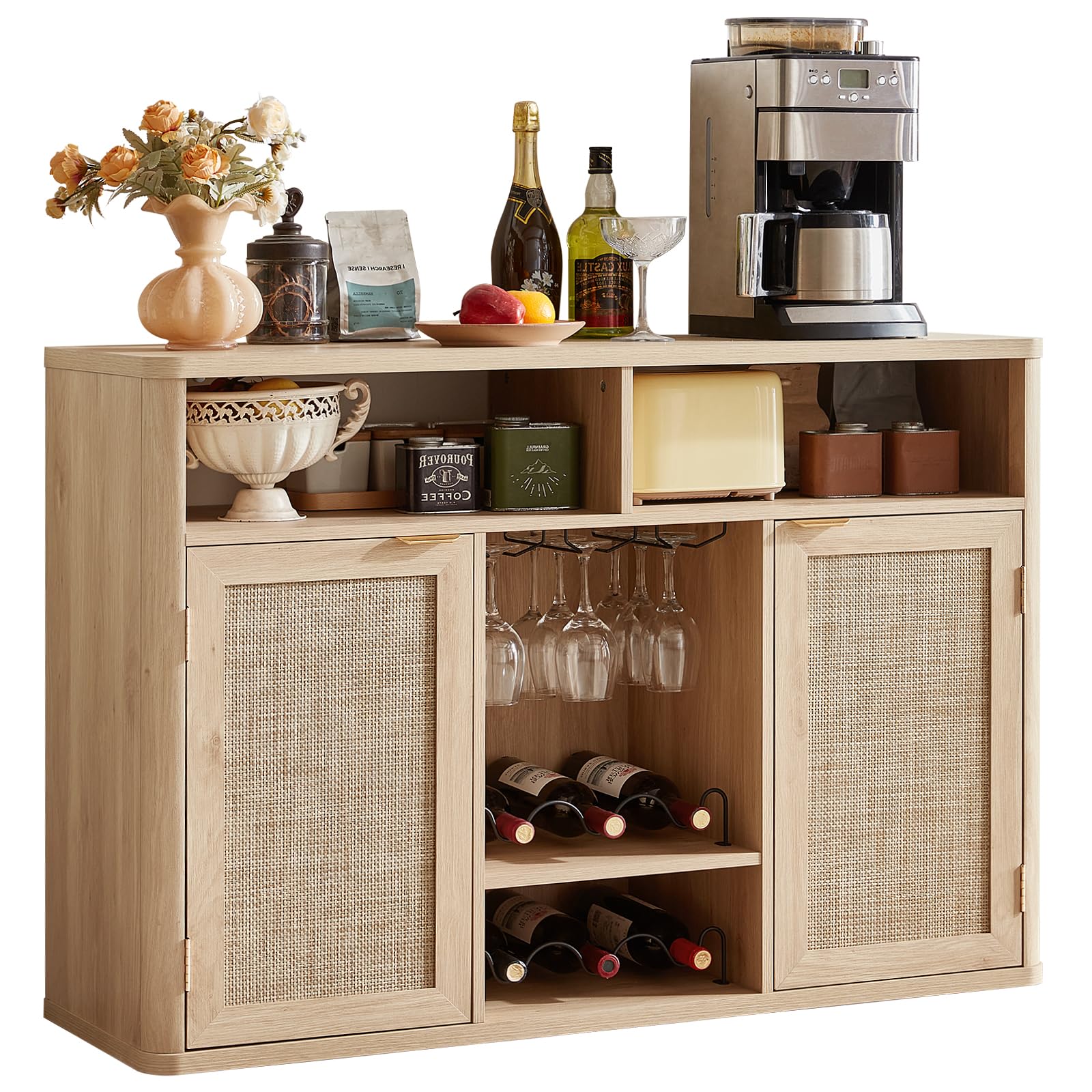 Boho-Inspired Natural Wood Bar - đánh giá và giá Home Bar Shelves