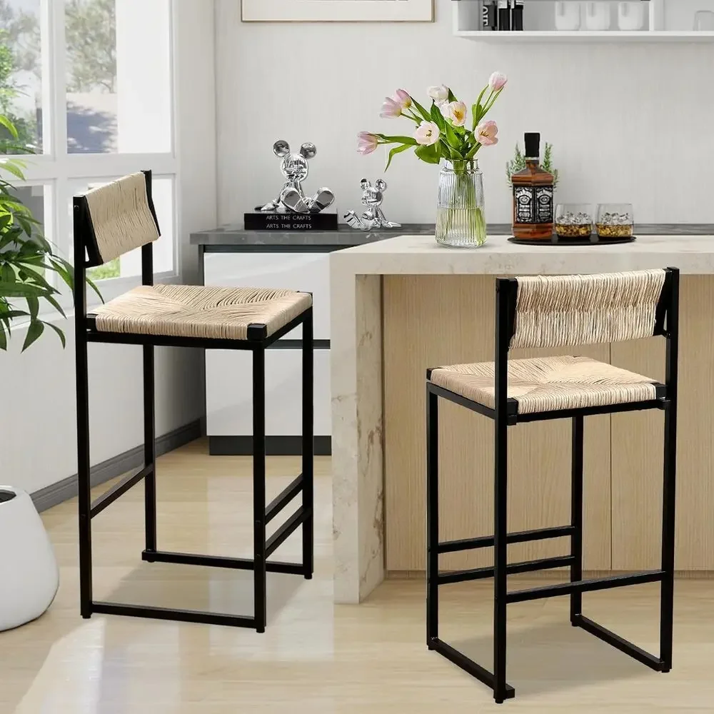Set of 2 Creamy White Paper Ro - đánh giá và giá Home Bar Stools