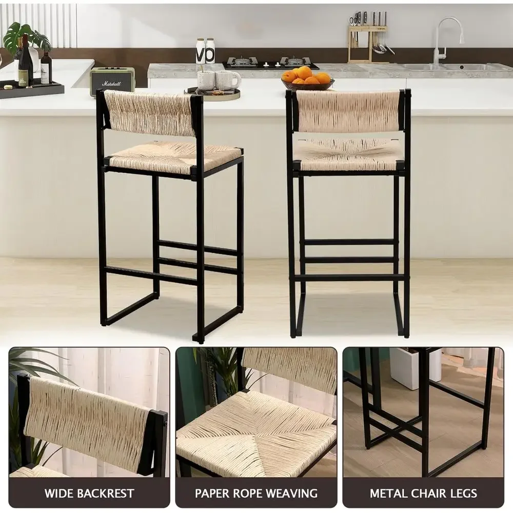 Set of 2 Creamy White Paper Ro - đánh giá và giá Home Bar Stools