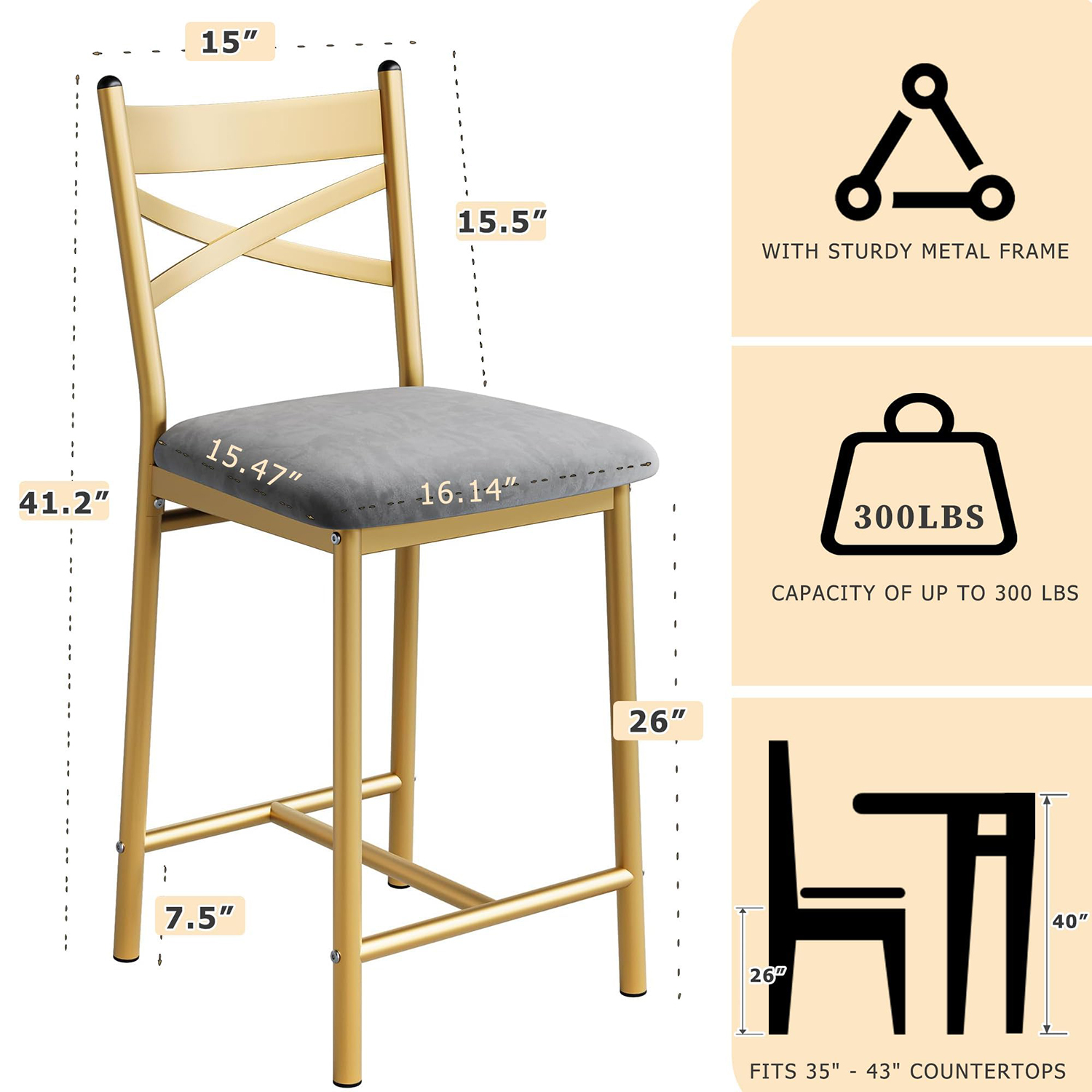 26 Inch Bar Stools Set Of 2, C - đánh giá và giá Home Bar Stools