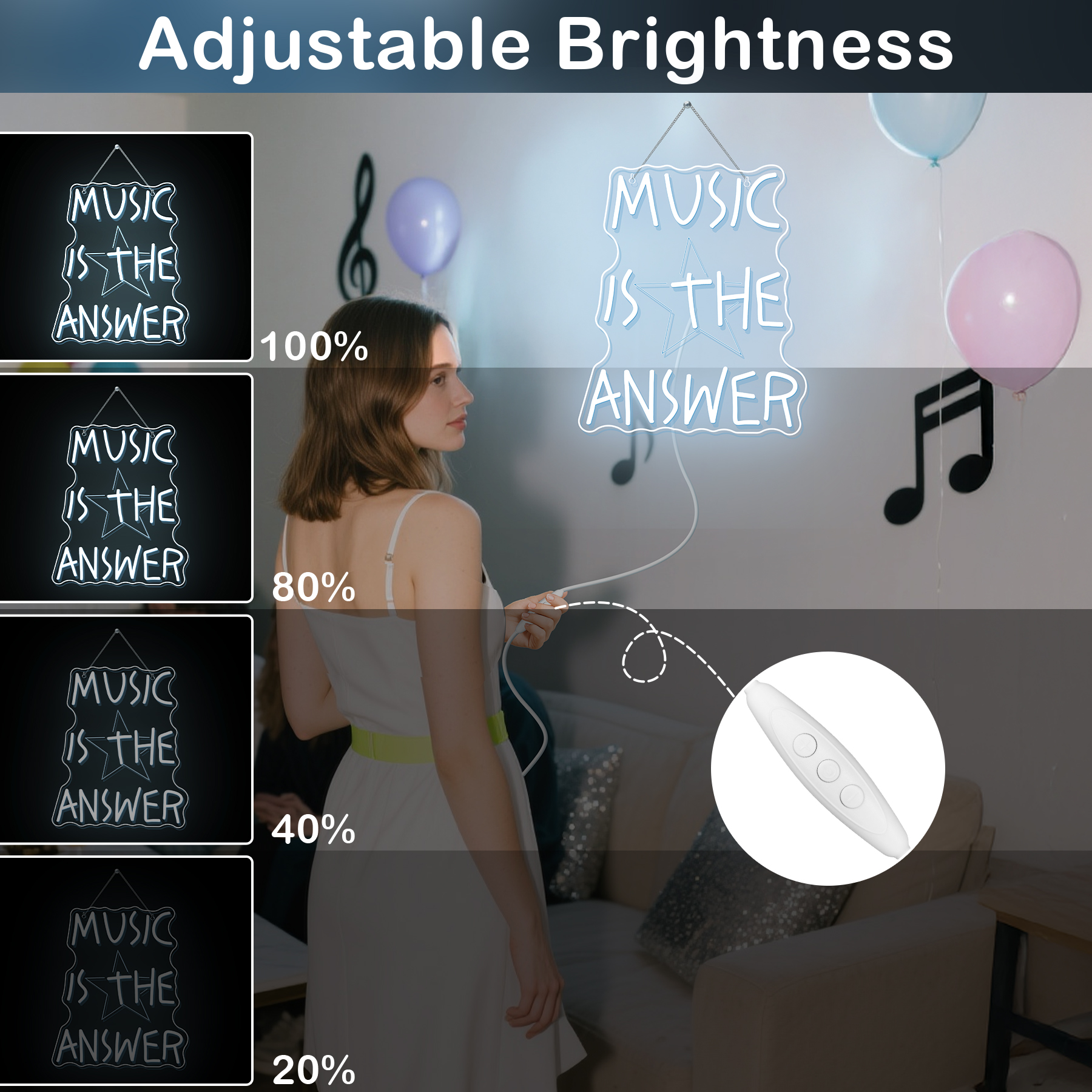 Music Is The Answer Neon Sign  - đánh giá và giá Home Bar Word